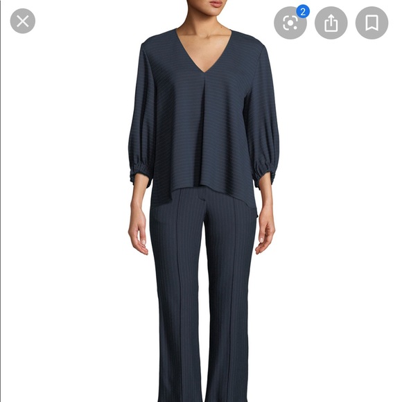 Tibi Tops - FIRM Tibi pinstripe draped 3/4 sleeve top